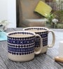 XoXo 500ml White & Dark Blue Ceramic (Set of 2) Tea Cup