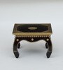 Handpainted Inlay Brass Brown Solid Wood Chowkie