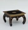 Handpainted Inlay Brass Brown Solid Wood Chowkie