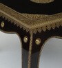 Handpainted Inlay Brass Brown Solid Wood Chowkie