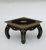 Handpainted Inlay Brass Brown Solid Wood Chowkie