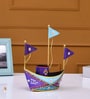 Blue Metal Handpainted Boat Inspired Pen Holder Blue