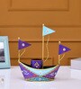 Blue Metal Handpainted Boat Inspired Pen Holder Blue