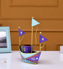 Blue Metal Handpainted Boat Inspired Pen Holder Blue