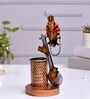 Brown Metal Handpainted Guita Pen Holder