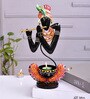 Black Metal Handpainted Krishna Decorative TeaLight