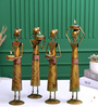 Golden Metal Handpainted Labour Lady Antique Figurine Decorative TeaLight Set of 4