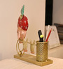 Golden Metal Handpainted Murli Krishna Pen Holder
