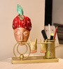 Golden Metal Handpainted Murli Krishna Pen Holder