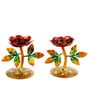 Handpainted set of 2 Red Iron Diya