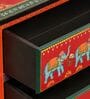 Rangrez Handpainted Solid Wood Chest Of Drawers In Teak Finish 