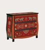 Rangrez Handpainted Solid Wood Chest Of Drawers In Teak Finish 