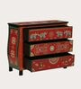 Rangrez Handpainted Solid Wood Chest Of Drawers In Teak Finish 