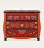 Rangrez Handpainted Solid Wood Chest Of Drawers In Teak Finish 