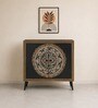Handpainted Wooden Cabinet In Black Colour Handpainted Wooden Cabinet In Black Colour