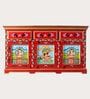 Rangrez Handpainted Wooden Multipurpose Sideboard Cabinet In Teak Finish