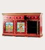 Rangrez Handpainted Wooden Multipurpose Sideboard Cabinet In Teak Finish