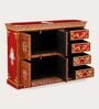 Rangrez Handpainted Wooden Sideboard Storage Cabinet In Teak Finish