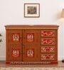 Rangrez Handpainted Wooden Sideboard Storage Cabinet In Teak Finish