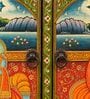 Rangrez Handpainted Wooden Sideboard Storage Cabinet In Teak Finish