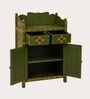 Rangrez Handpainted Wooden Sideboard Storage Cabinet In Teak Finish