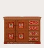 Rangrez Handpainted Wooden Sideboard Storage Cabinet In Teak Finish