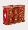 Rangrez Handpainted Wooden Sideboard Storage Cabinet In Teak Finish