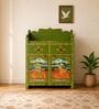 Rangrez Handpainted Wooden Sideboard Storage Cabinet In Teak Finish