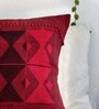 Handwoven Cotton Black & Red (16X16inches) Cushion Cover