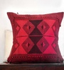 Handwoven Cotton Black & Red (16X16inches) Cushion Cover
