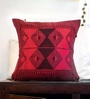 Handwoven Cotton Black & Red (16X16inches) Cushion Cover