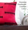 Handwoven Cotton Naga Black & Red (16X16inches) Cushion Cover