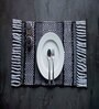 Dark Grey Cotton Striped 19 X 13 inches Placemat