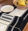 Handwoven Pure Cotton Striped Pattern Heat Resistant Anti Skid Washable Black & White  6 Seater(12x72inches) Dining Table Runner