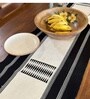 Handwoven Pure Cotton Striped Pattern Heat Resistant Anti Skid Washable Black & White  6 Seater(12x72inches) Dining Table Runner