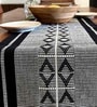 Handwoven Pure Cotton Striped Pattern Heat Resistant Anti Skid Washable Monochrome  6 Seater(12x72inches) Dining Table Runner