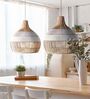 Handwoven Rattan Pendant Lamp (Beige and Brown)