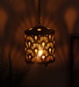 Hanging Gold Round Flower Etching Tealight Holder