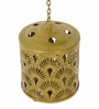 Hanging Gold Round Flower Etching Tealight Holder