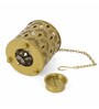 Hanging Gold Round Flower Etching Tealight Holder