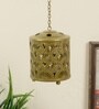 Hanging Gold Round Flower Etching Tealight Holder