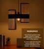 Cane & Bamboo Abstract Hanging Light (Brown,L47xW21xH39 Cm)