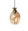 Hanging Light with Amber Glass Shade