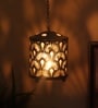 Hanging Silver Round Flower Etching Tealight Holder