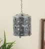 Hanging Silver Round Flower Etching Tealight Holder
