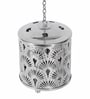 Hanging Silver Round Flower Etching Tealight Holder