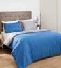 Blue Solid 100% Cotton Double Bed Duvet Cover With 2 Pillow Covers