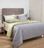 Grey Solid 100% Cotton Single Bed Duvet Cover With 1 Pillow Cover