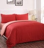 Red Solid 100% Cotton Double Bed Duvet Cover With 2 Pillow Covers