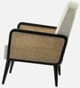 Hanuma Velvet Fabric Lounge Chair In Off White Colour